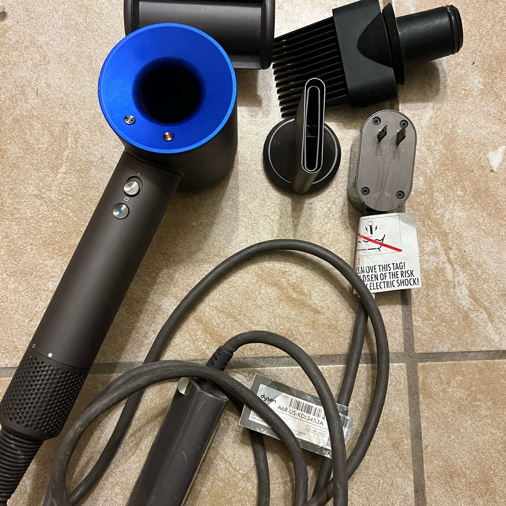 Dyson Hair Dryer with Blue and Black Accents